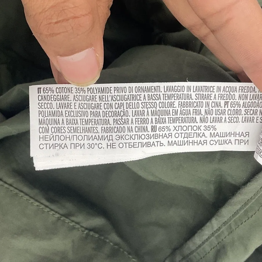 21 Men Green Waist Tie Hooded Size L Military Jacket Preowned Men's
