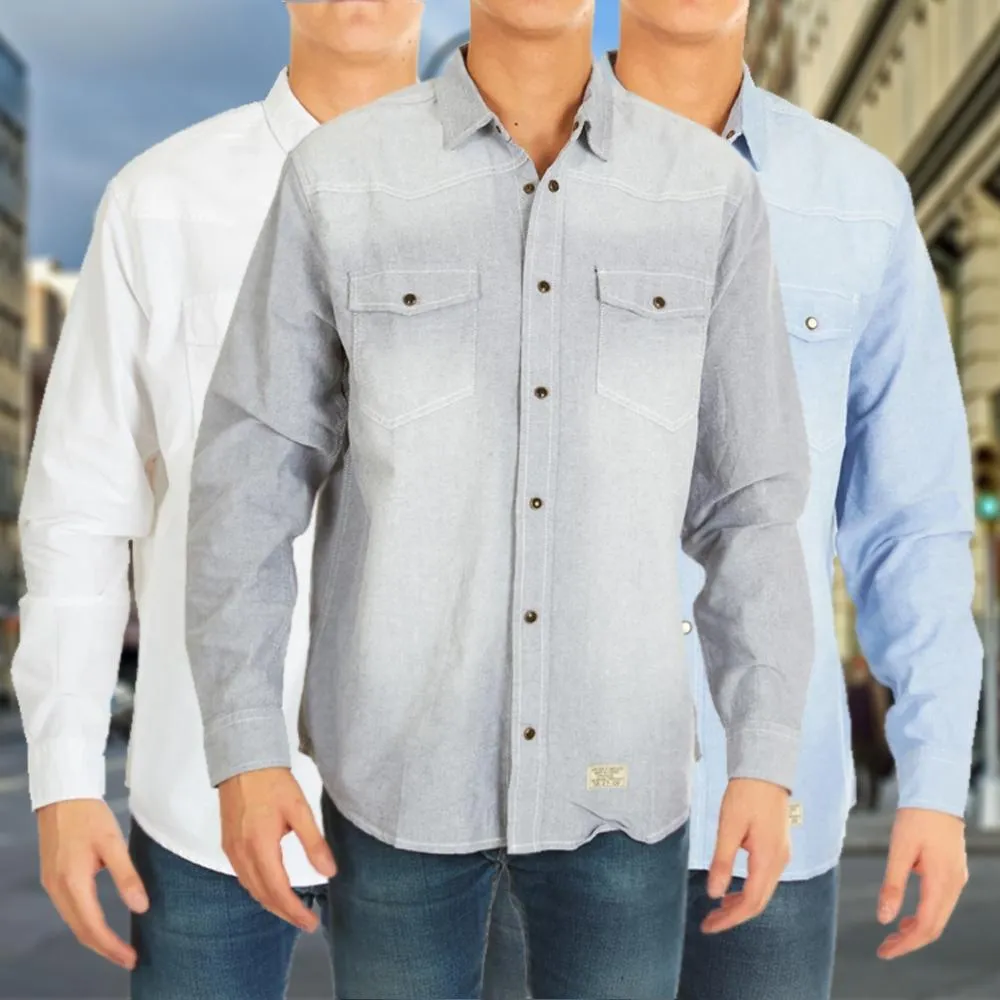 3-Pack: Men's Denim Button Front Shirts - Assorted Sizes