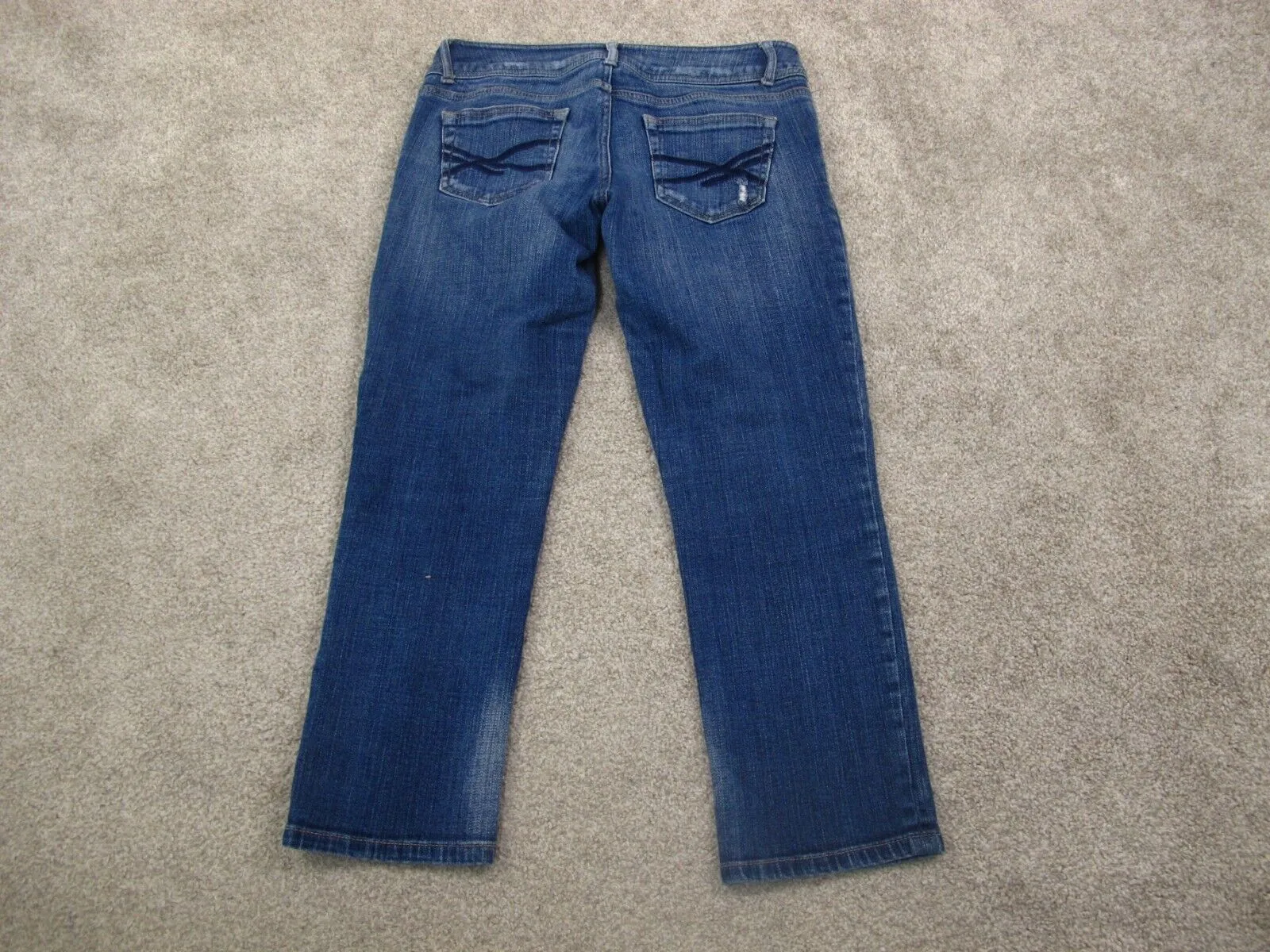 Aeropostale Women Denim Jeans Straight Leg Stretch Distressed Blue Size 5/6