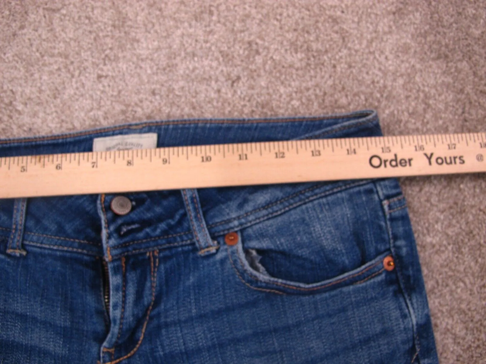 Aeropostale Women Denim Jeans Straight Leg Stretch Distressed Blue Size 5/6