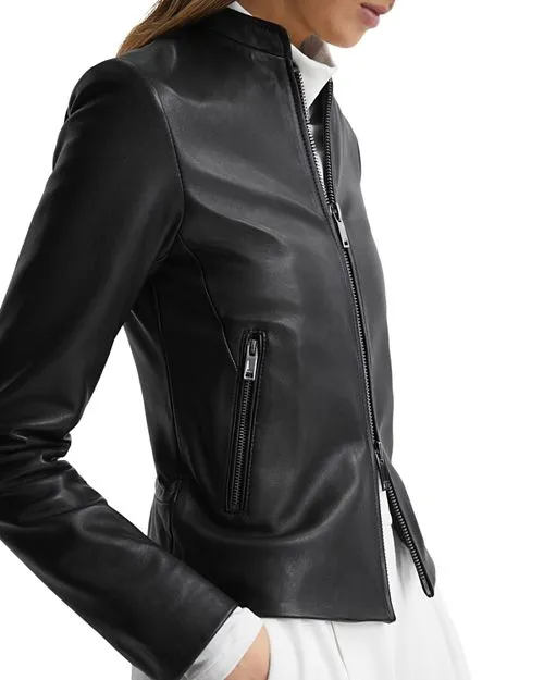 Allie REISS leather biker jacket, Black