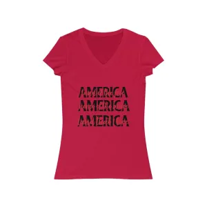 America Home  Women's Jersey Short Sleeve V-Neck Tee