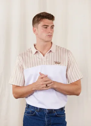 Athleisure Pinstripe Polo Shirt | Prince x Percival | White | White