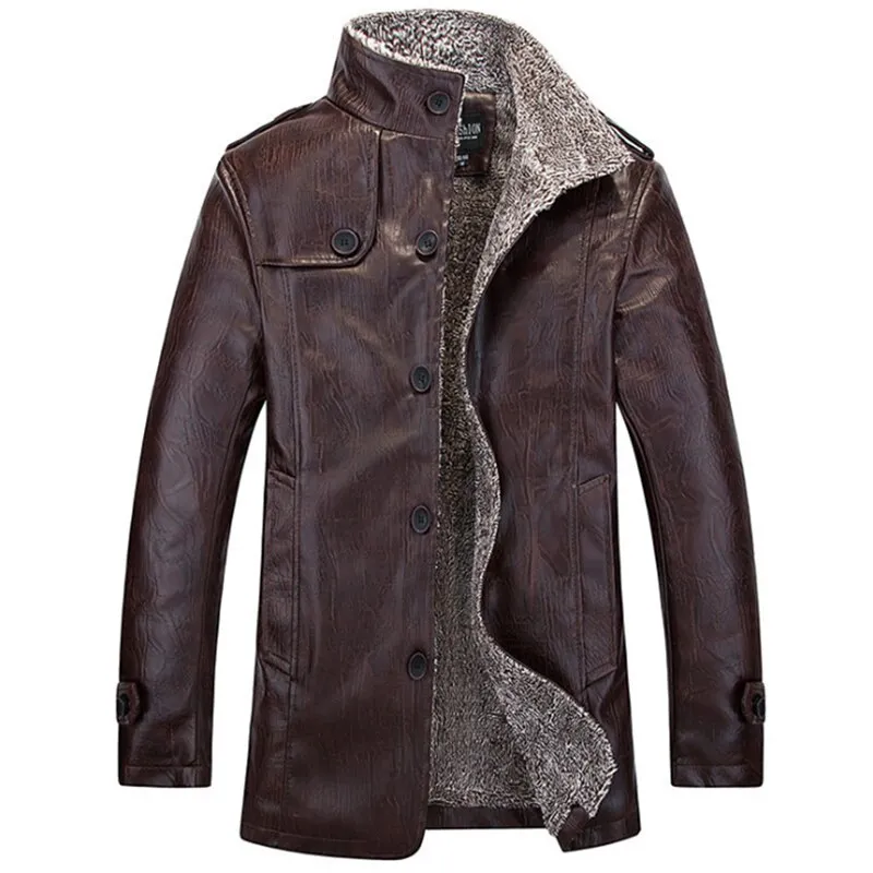 Autumn Winter Casual PU Leather Jacket Men Slim Fit