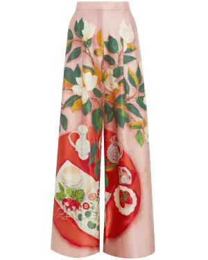 Begonia Floral Mikado Wide Leg Pant