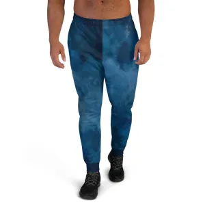 Blue Abstract Men's Joggers, Clouds Abstract Premium Casual Sweatpants- Made in EU