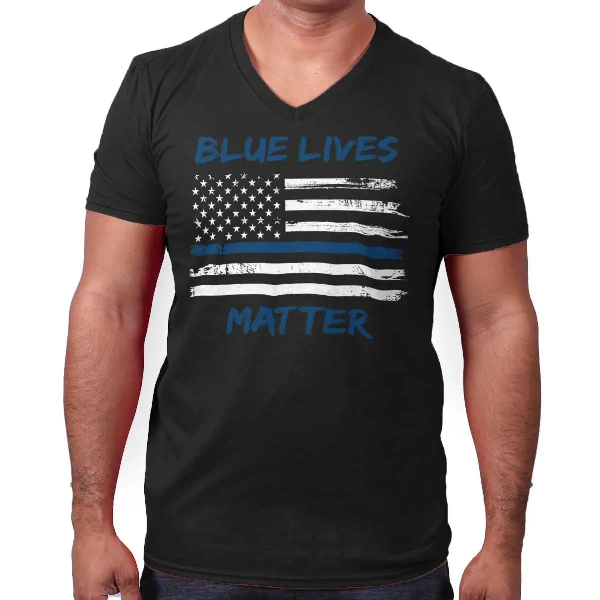 Blue Lives Matter Horizontal V-Neck T-Shirt