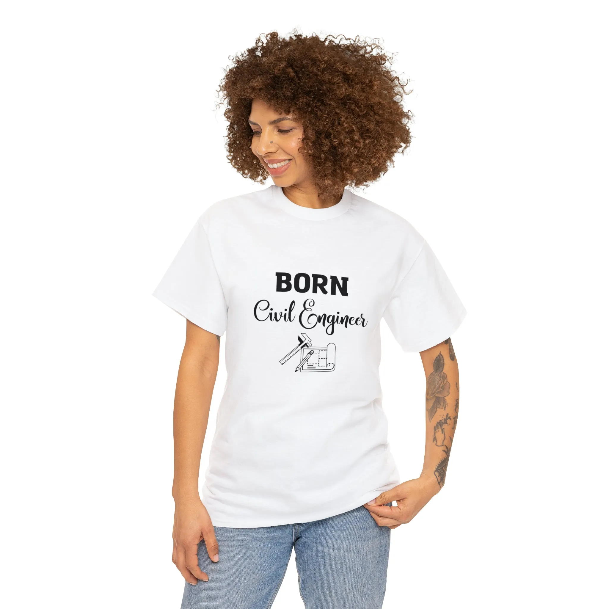 Born Civil Engineer Unisex Heavy Cotton Tee