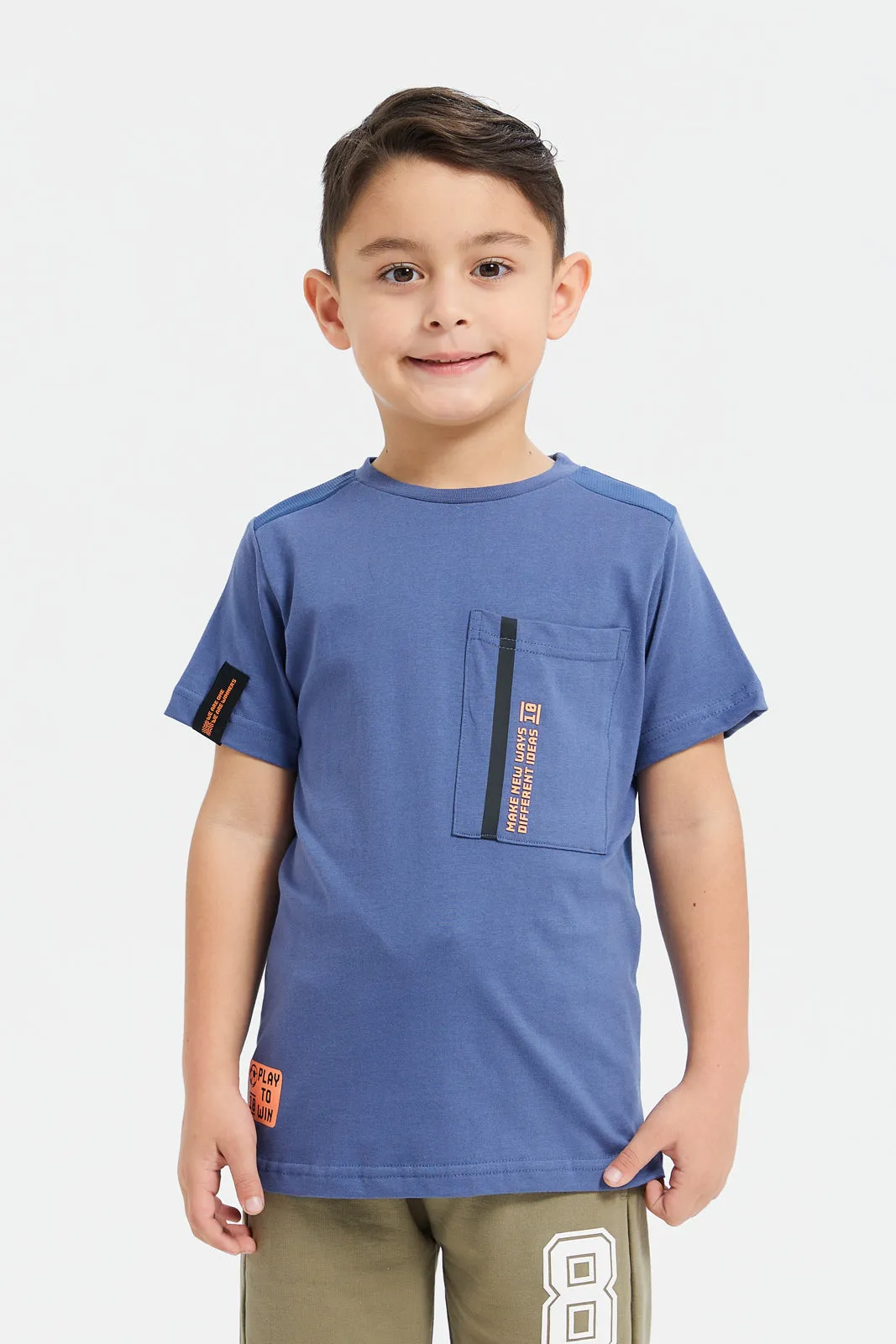 Boys Blue Short Sleeve T-Shirt With Pocket
