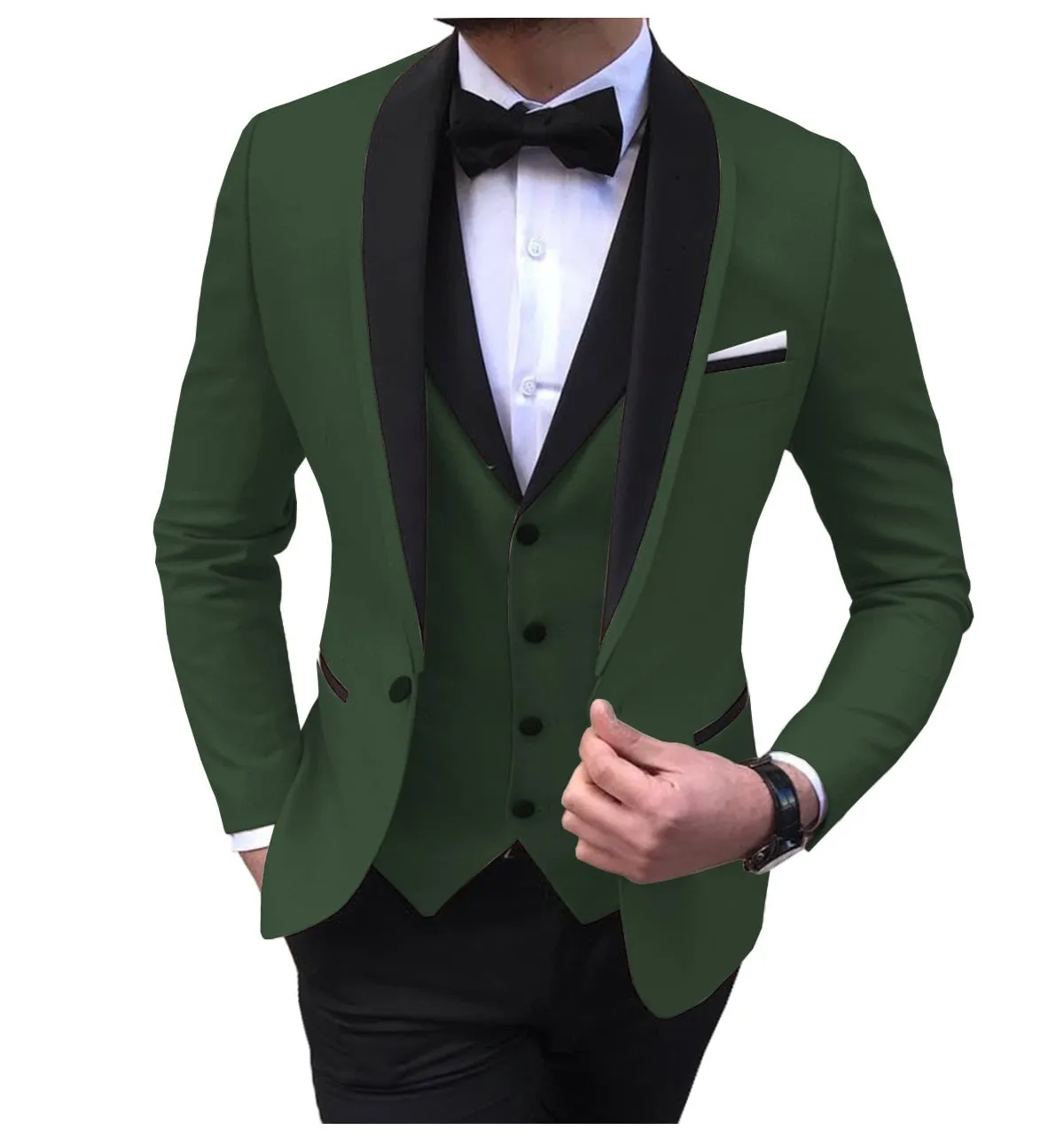 BRADLEY VIP SUITS Men's Fashion Formal 3 Piece Tuxedo (Jacket   Pants   Vest) Navy Blue Suit Set