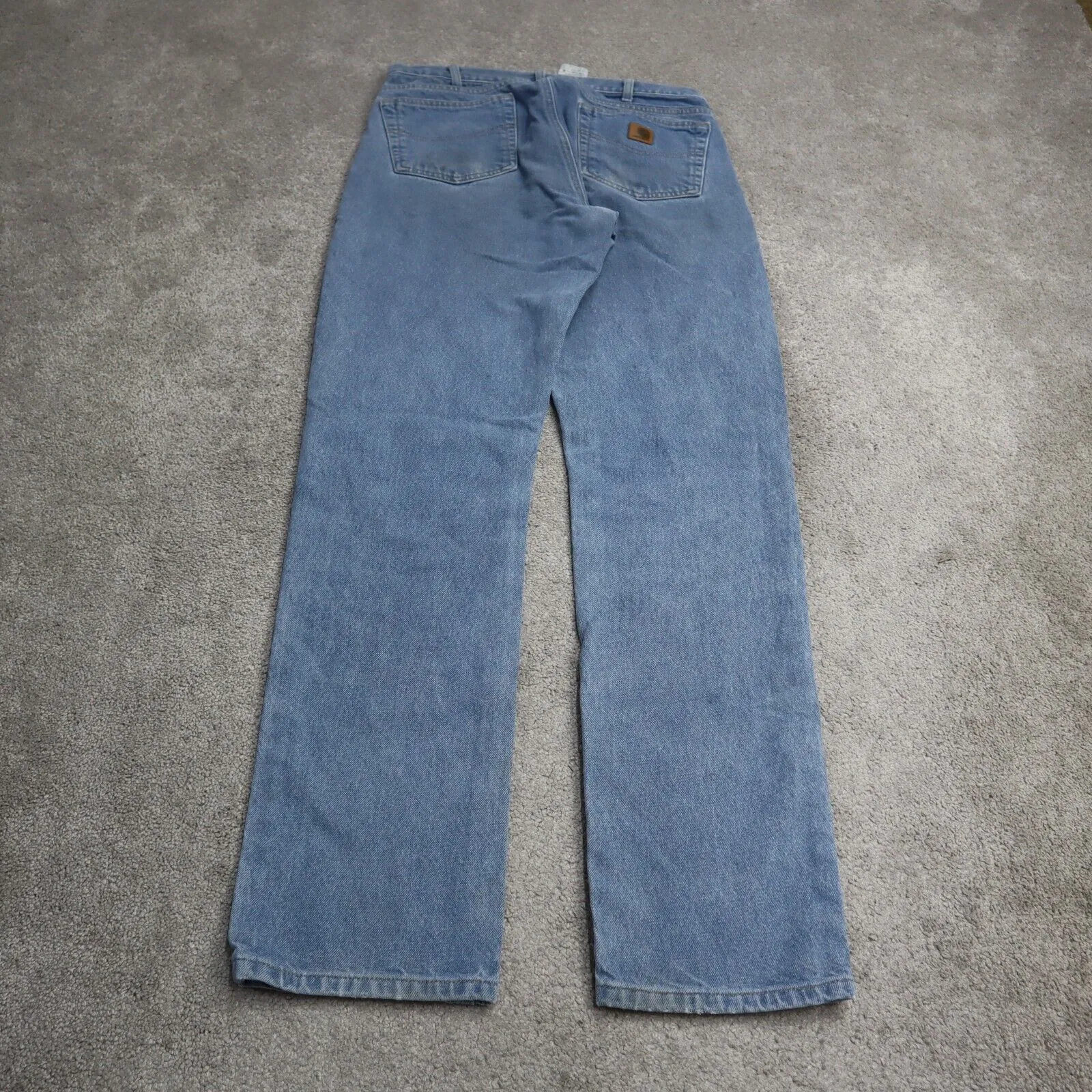 Carhartt Mens Jeans Straight Leg 100% Cotton Mid Rise Solid Blue Size W33XL36