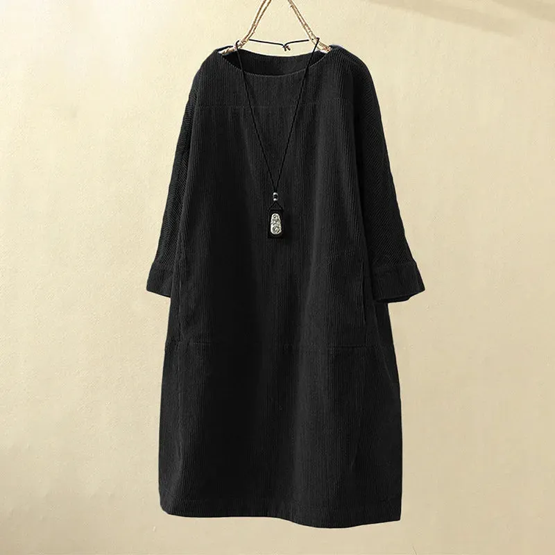 Corduroy Retro Casual Women's Mini Dress