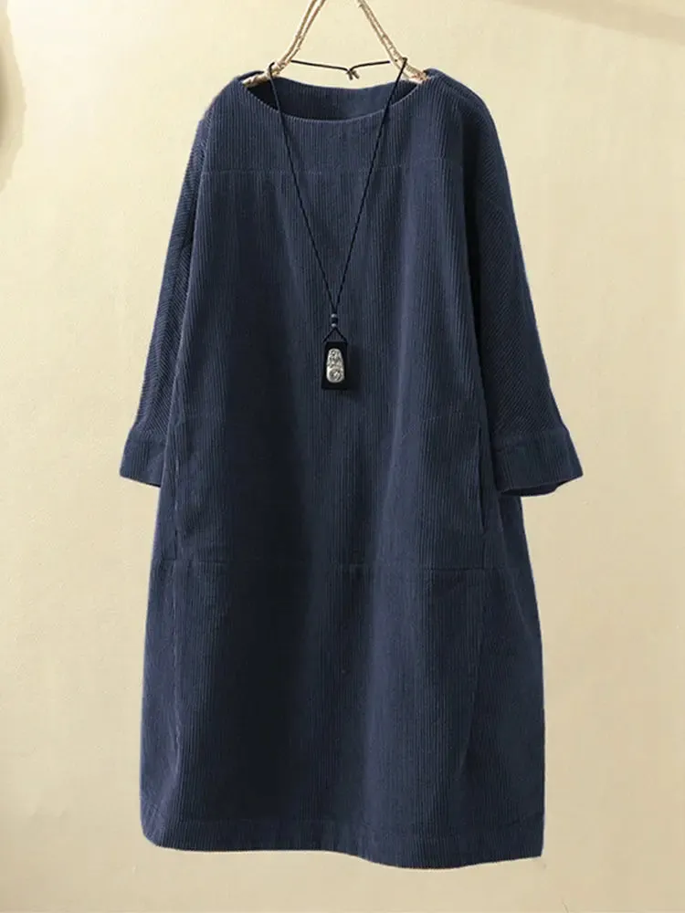 Corduroy Retro Casual Women's Mini Dress