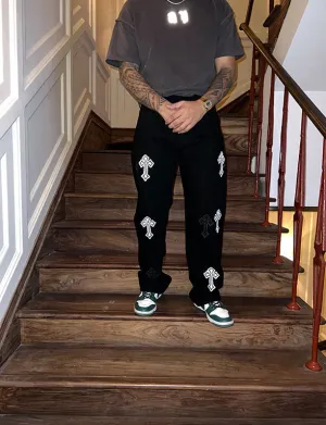 CROSSED OUT EMBROIDERY PATCHES VALKYRE JEANS