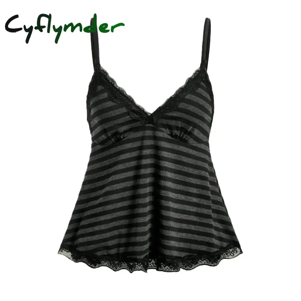 Cyflymder Harajuku Retro Gothic Y2K Emo Girls Camisole Top Sexy Slim Chic Fashion Aesthetic Women's Crop Tops Punk Hip Hop Rock Streetwear