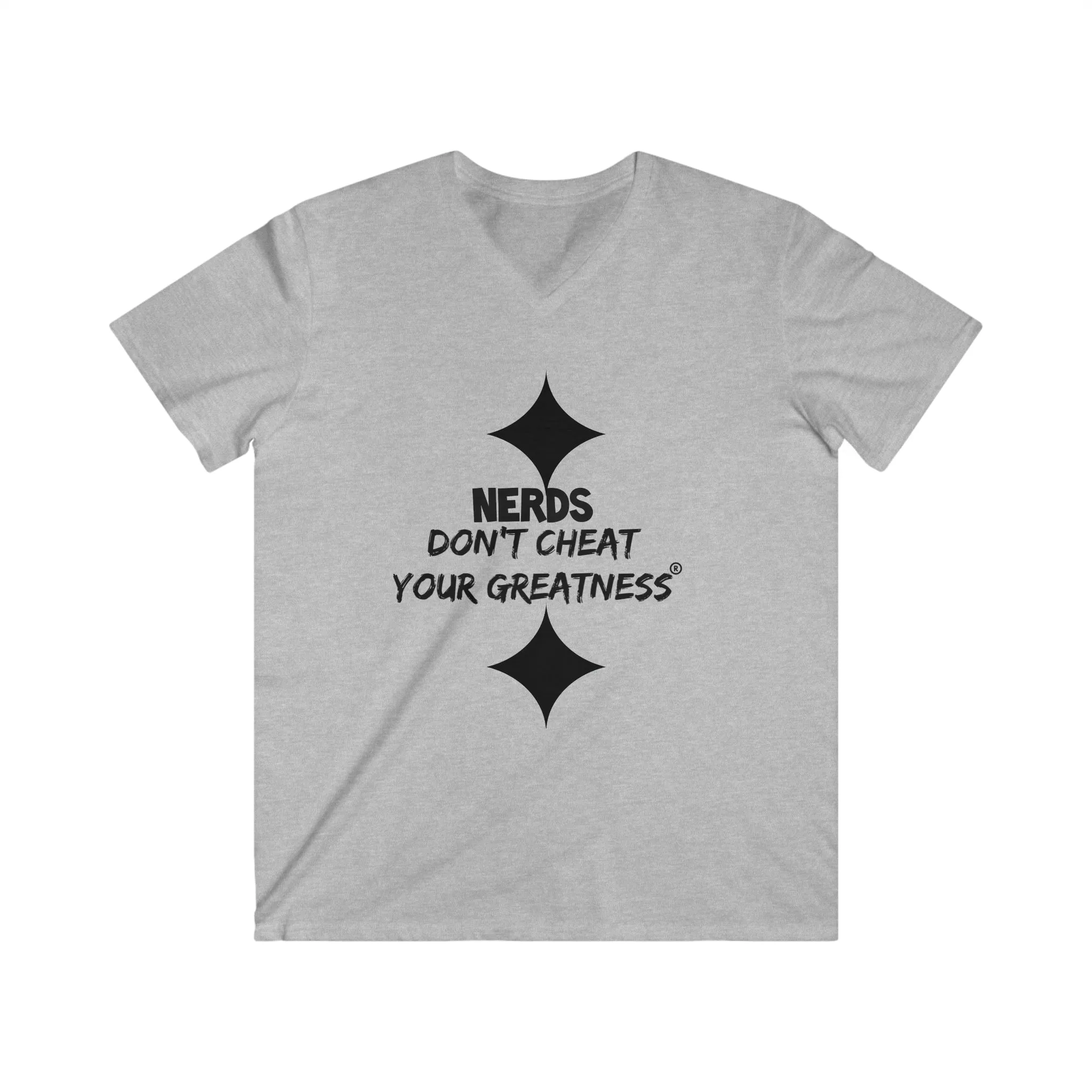 DCYG NERDS Black Logo Fitted V-Neck Short Sleeve Tee