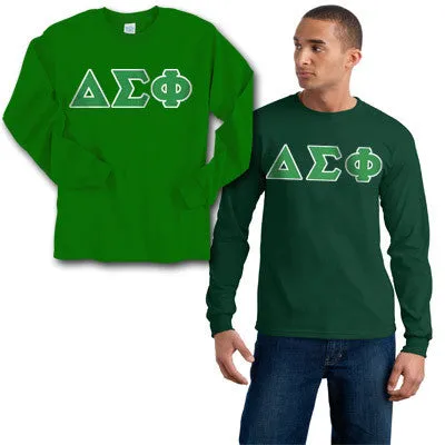 Delta Sigma Phi Long-Sleeve Shirt, 2-Pack Bundle Deal - Gildan 2400 - TWILL