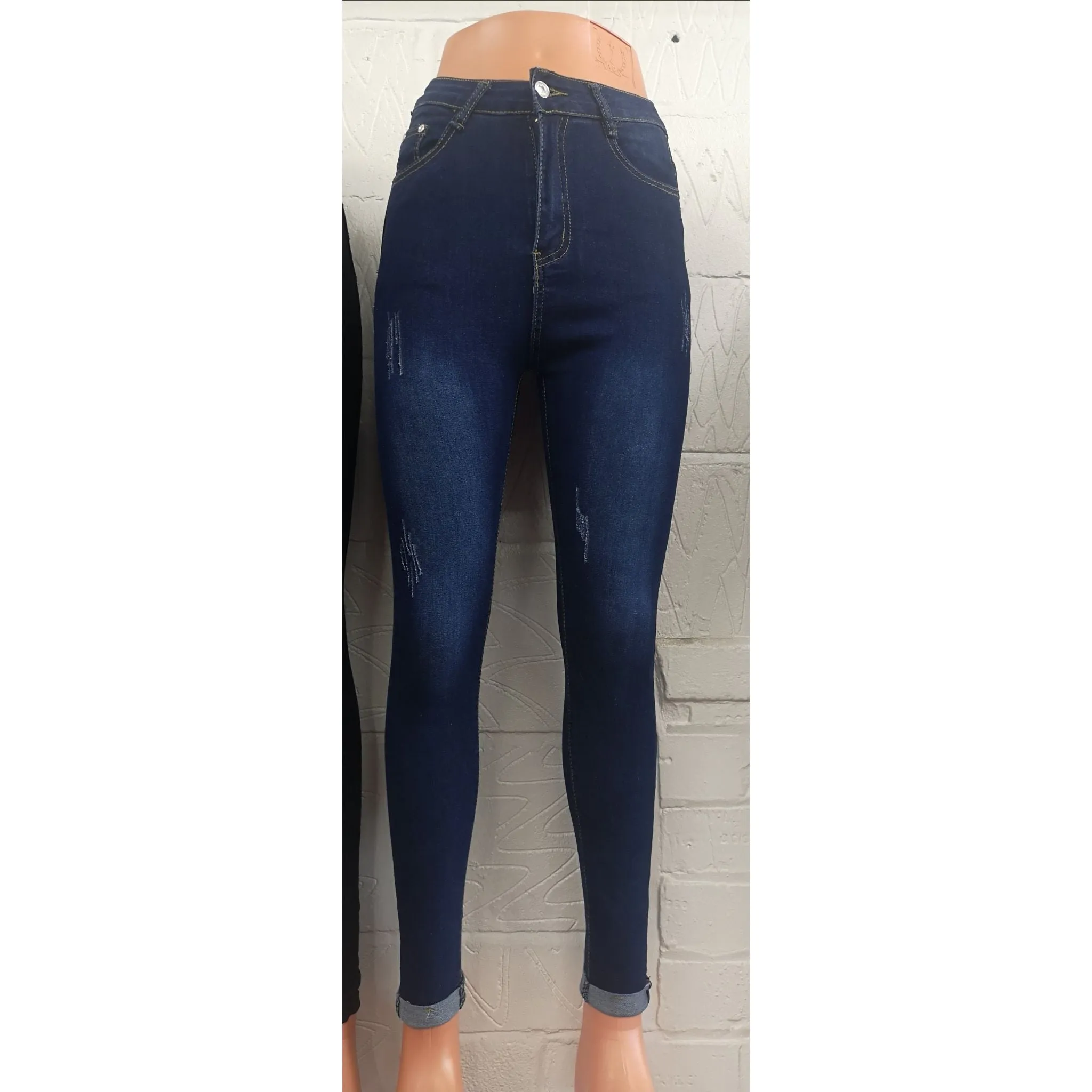 Distressed Skinny Blue Jeans