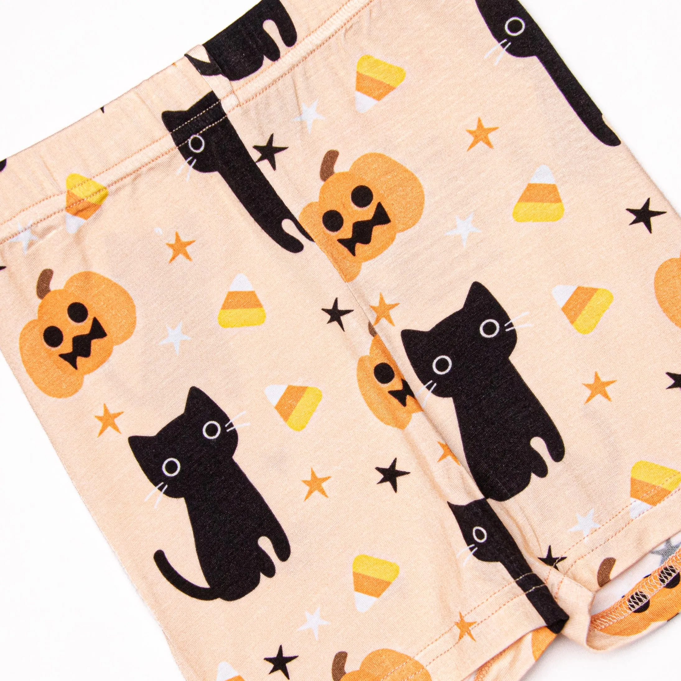 Feline Spooky Bamboo Pajama Short Set, Orange