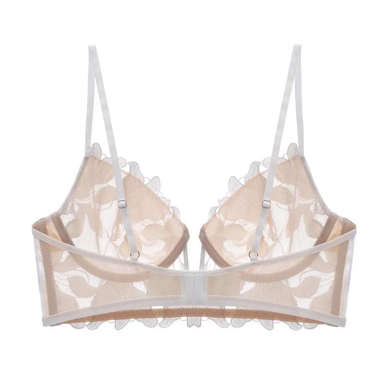 Floral Embroidered Lace Plunge Bra