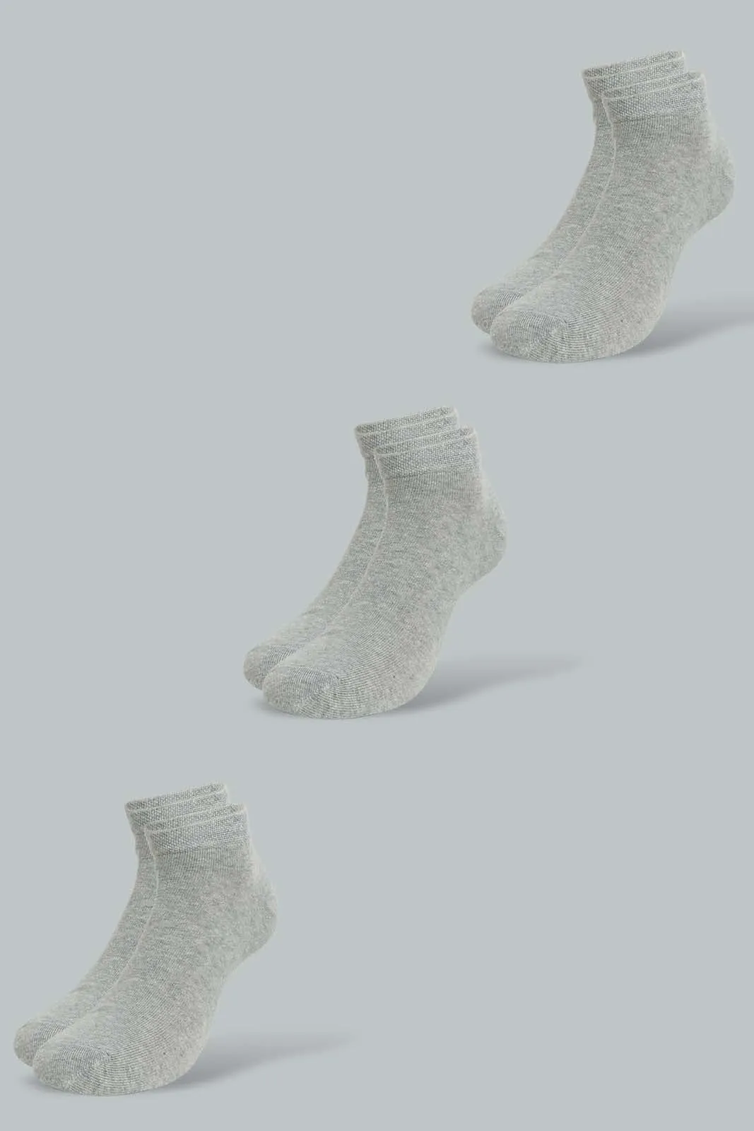 Grey Men's Ankle Socks (Pack of 3)