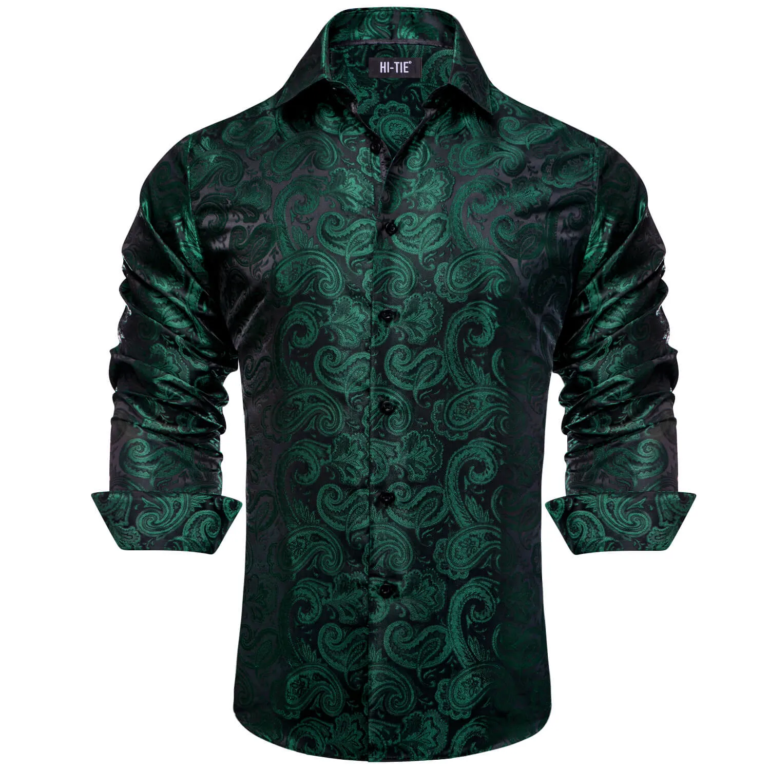 Hi-Tie Paisley Shirt Sapphire Pine Green Mens Button Down Shirt