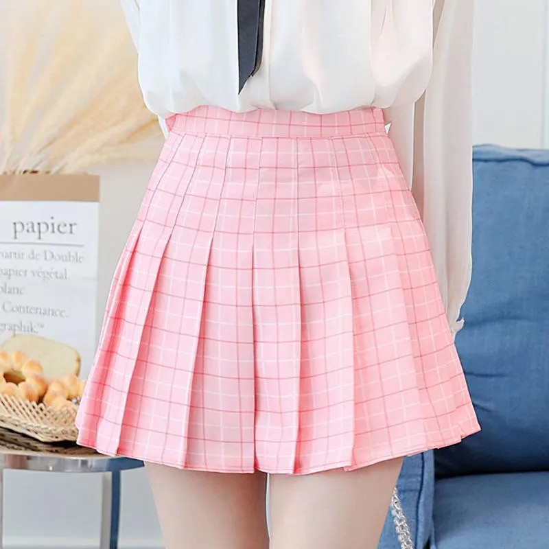 High Waist Pleated Skirt Women Student Korean Slimming Mid-Length A-Line Pants Anti-Exposed Skirt