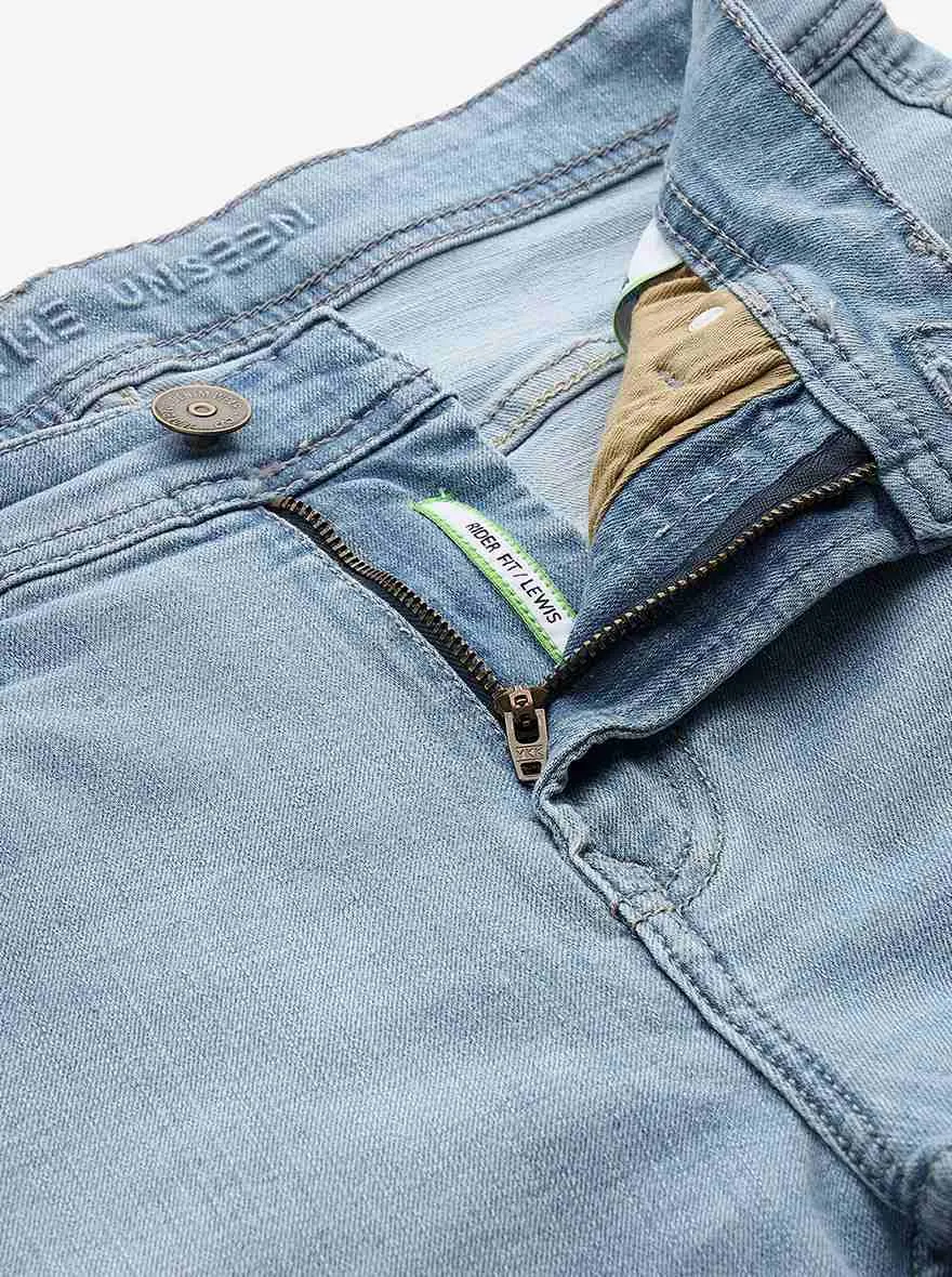 Ice Blue Solid Rider Fit Jeans | JadeBlue