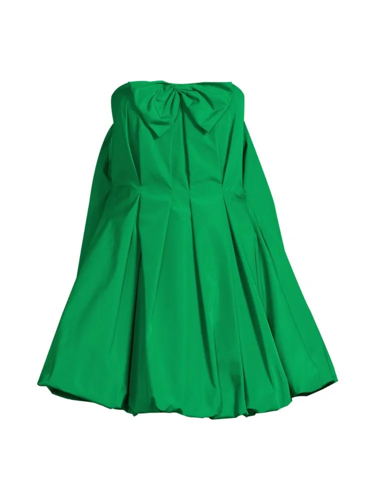 Jason Wu Pleated Bow Mini Dress in Kelly Green