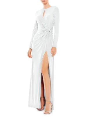 Keyhole Twist Mac Duggal Bodycon Dress, Ivory