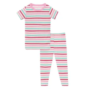 Kickee Pants Print Short Sleeve Pajama Set - Sock Hop Stripe