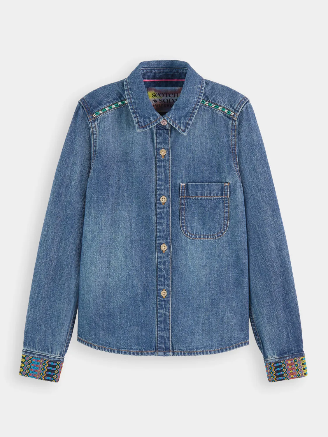 Kids - Embroidered denim shirt