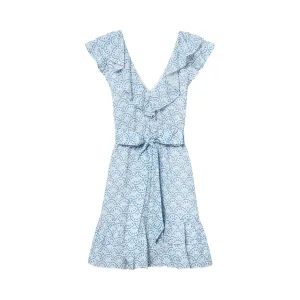Kinsley Mini Dress - Blue Fans