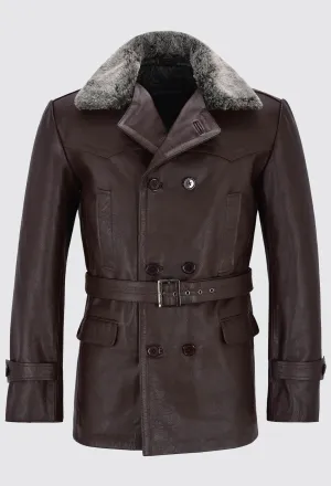 Leather Jackets Hub Womens Genuine Lambskin Leather Over Coat (Brown, Wonder Woman) - LJH1072