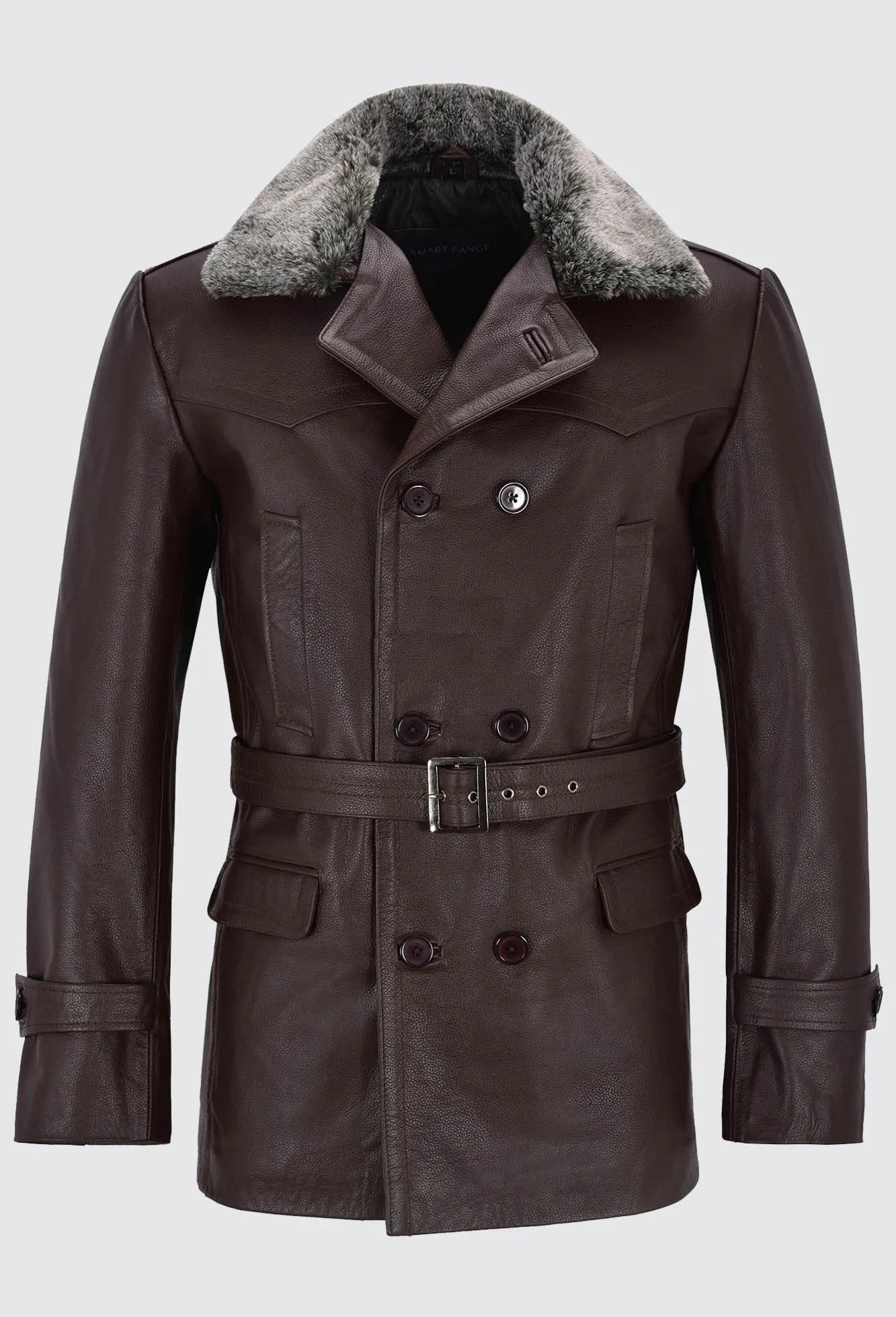 Leather Jackets Hub Womens Genuine Lambskin Leather Over Coat (Brown, Wonder Woman) - LJH1072