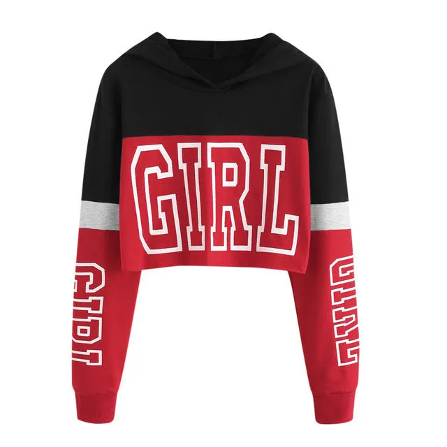 Letter Print Cropped Hoodie For Women - GlamzLife
