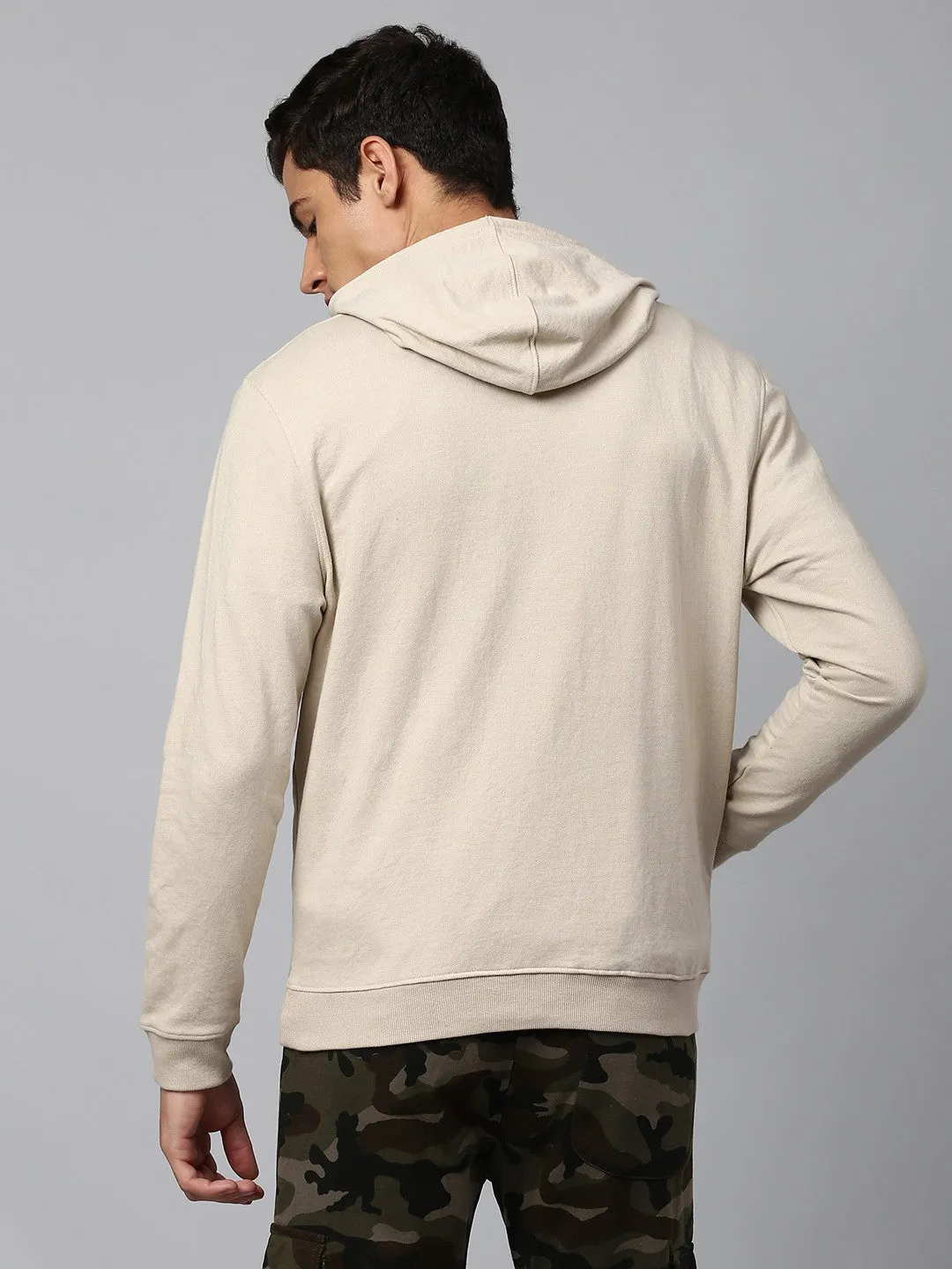 Mens Long-Sleeve Hoodie - Lightweight Casual Winterwear  (Stone Beige)