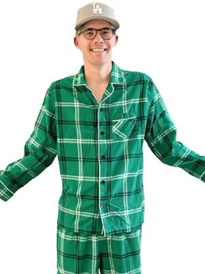 Men's Plaid Sleepwear Top,Green