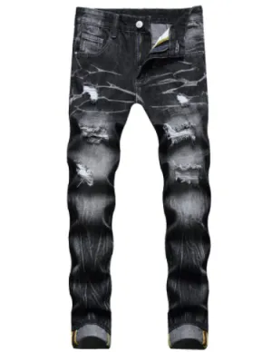 Men's Vintage Distressed Denim Jeans Trousers - GlamzLife