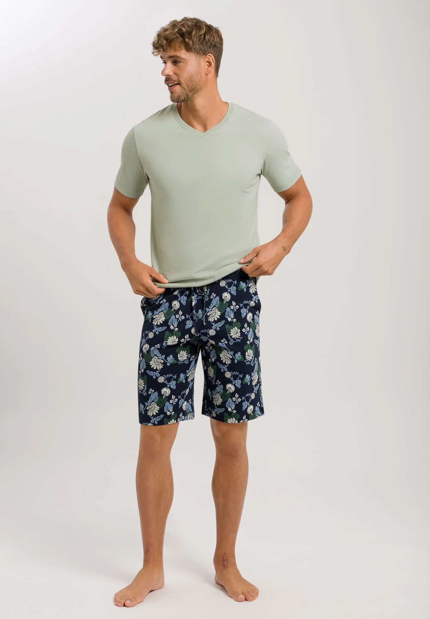 Night And Day Cotton Drawstring Shorts | Fine Lined Print 75513-1251