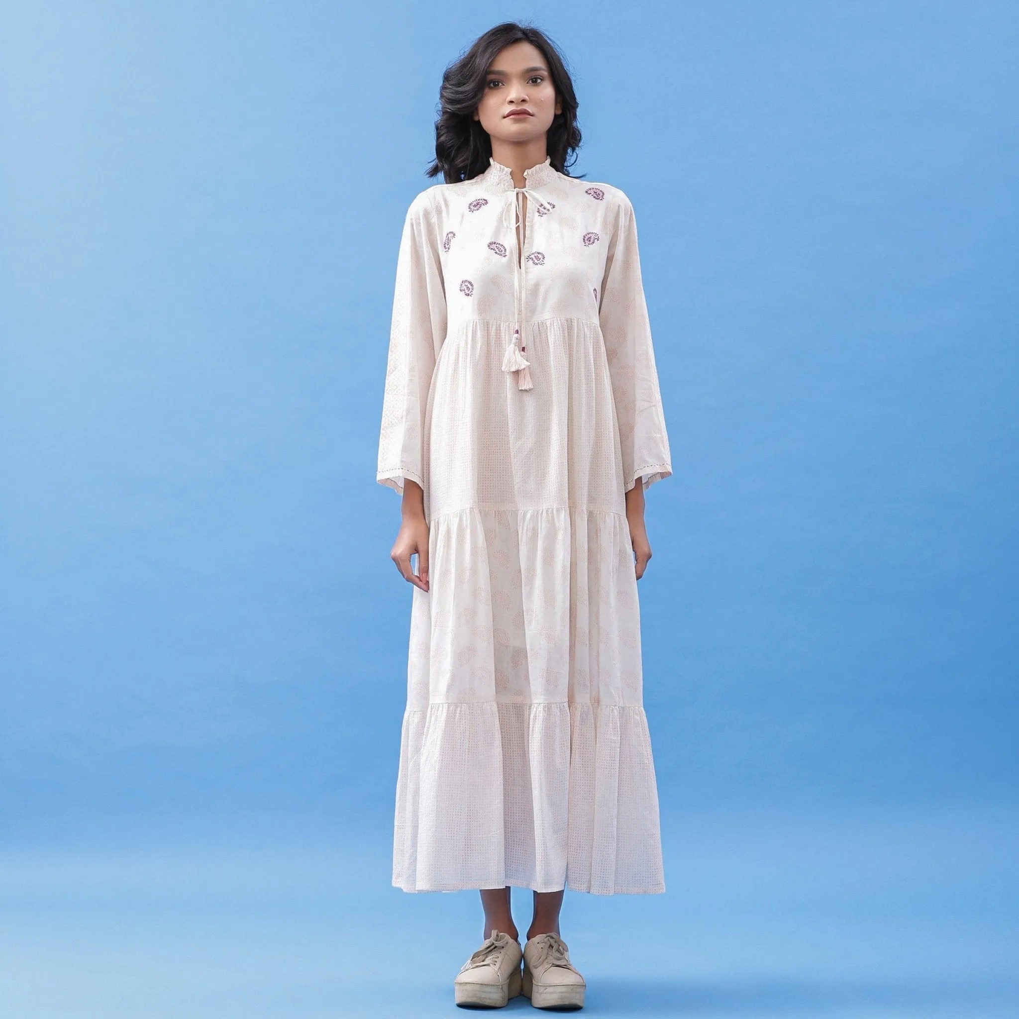 Pink Paisley Block Printed Pink Cotton Maxi Dress