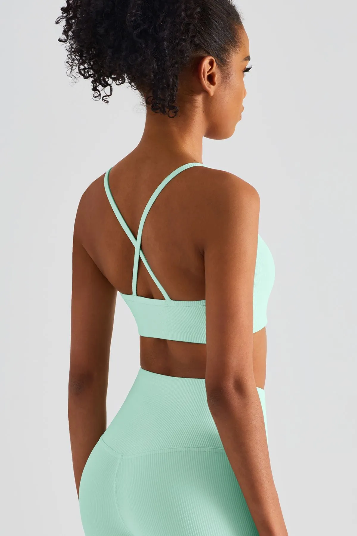 Ribbed Crossover Sports Bra