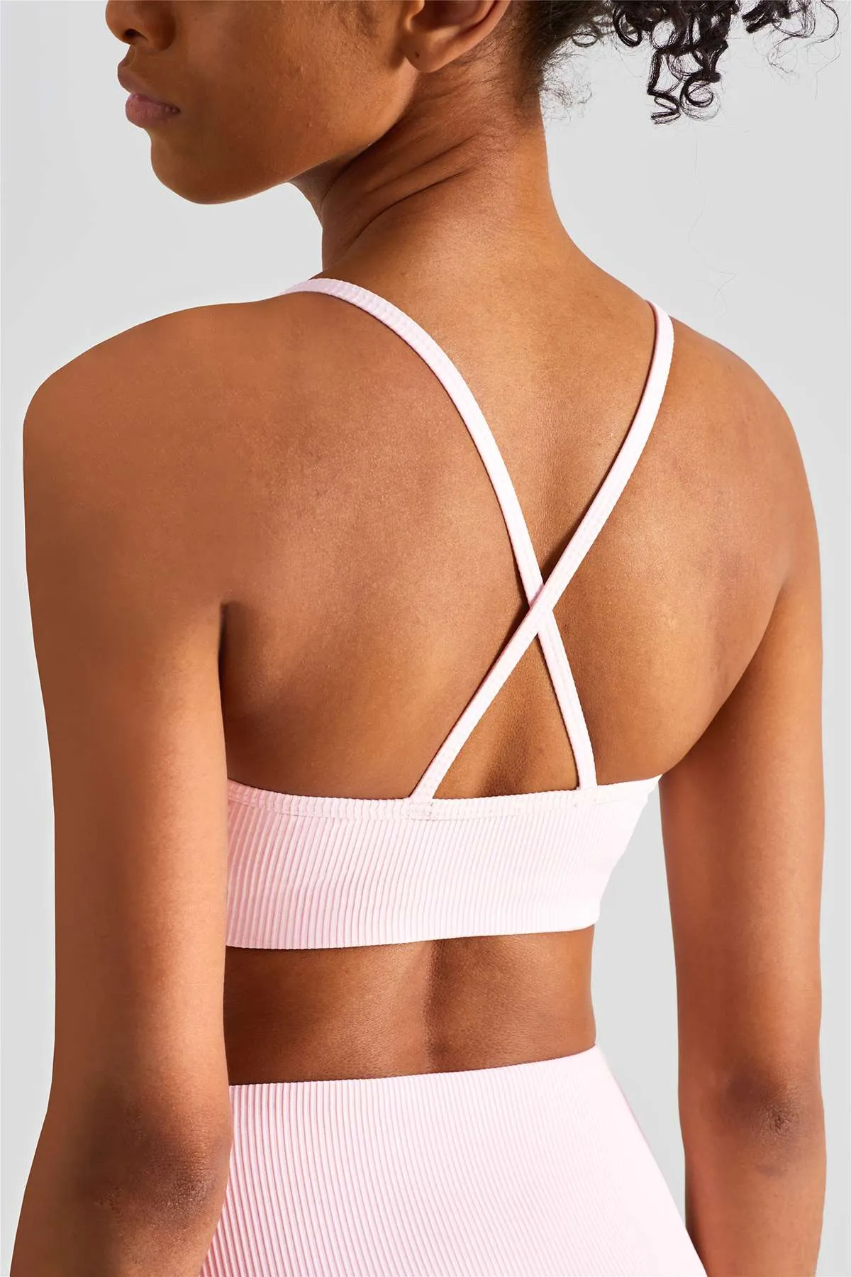 Ribbed Crossover Sports Bra