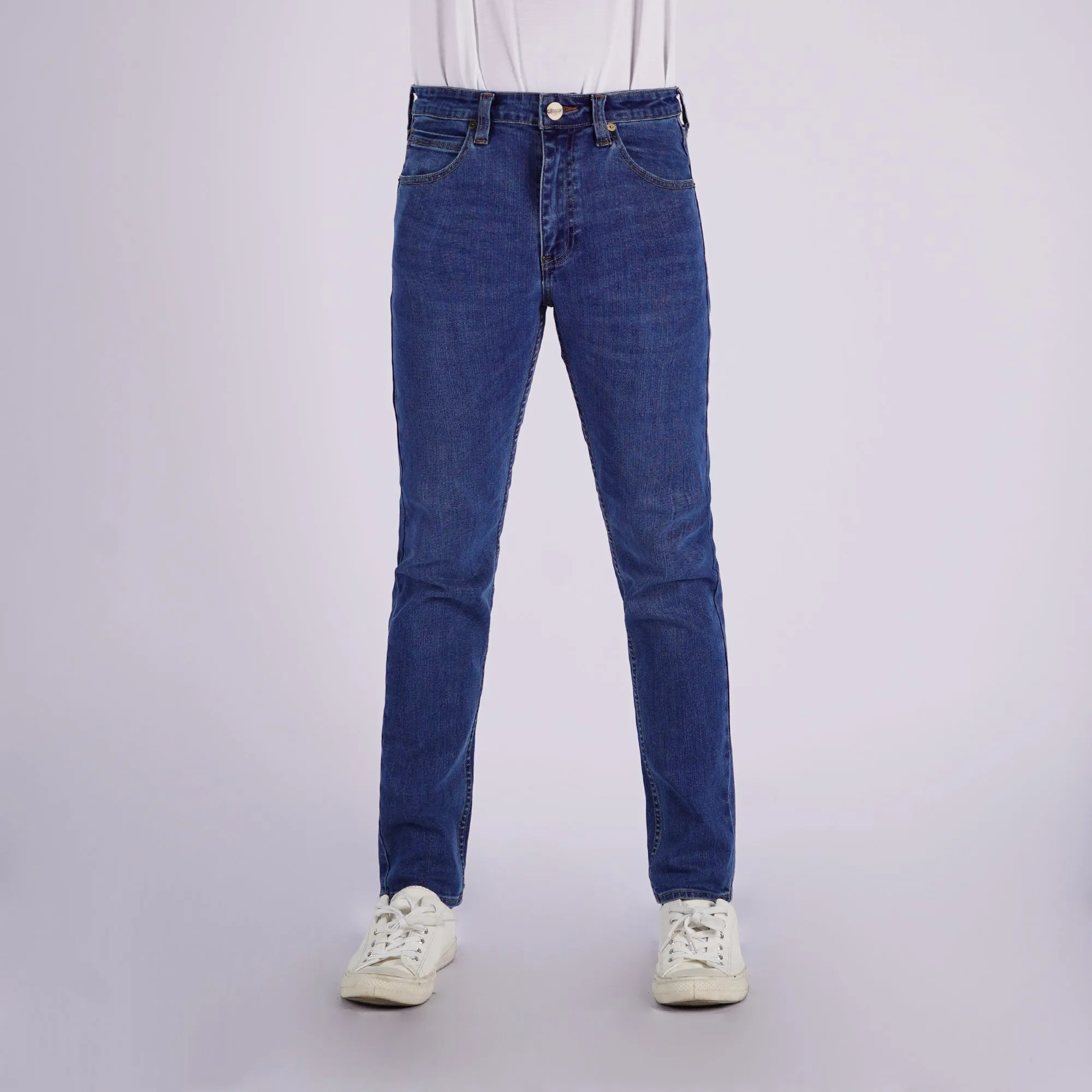 RRJ Men's Basic Denim Pants Superskinny Mid-Rise Fitting 162623 (Dark Shade)