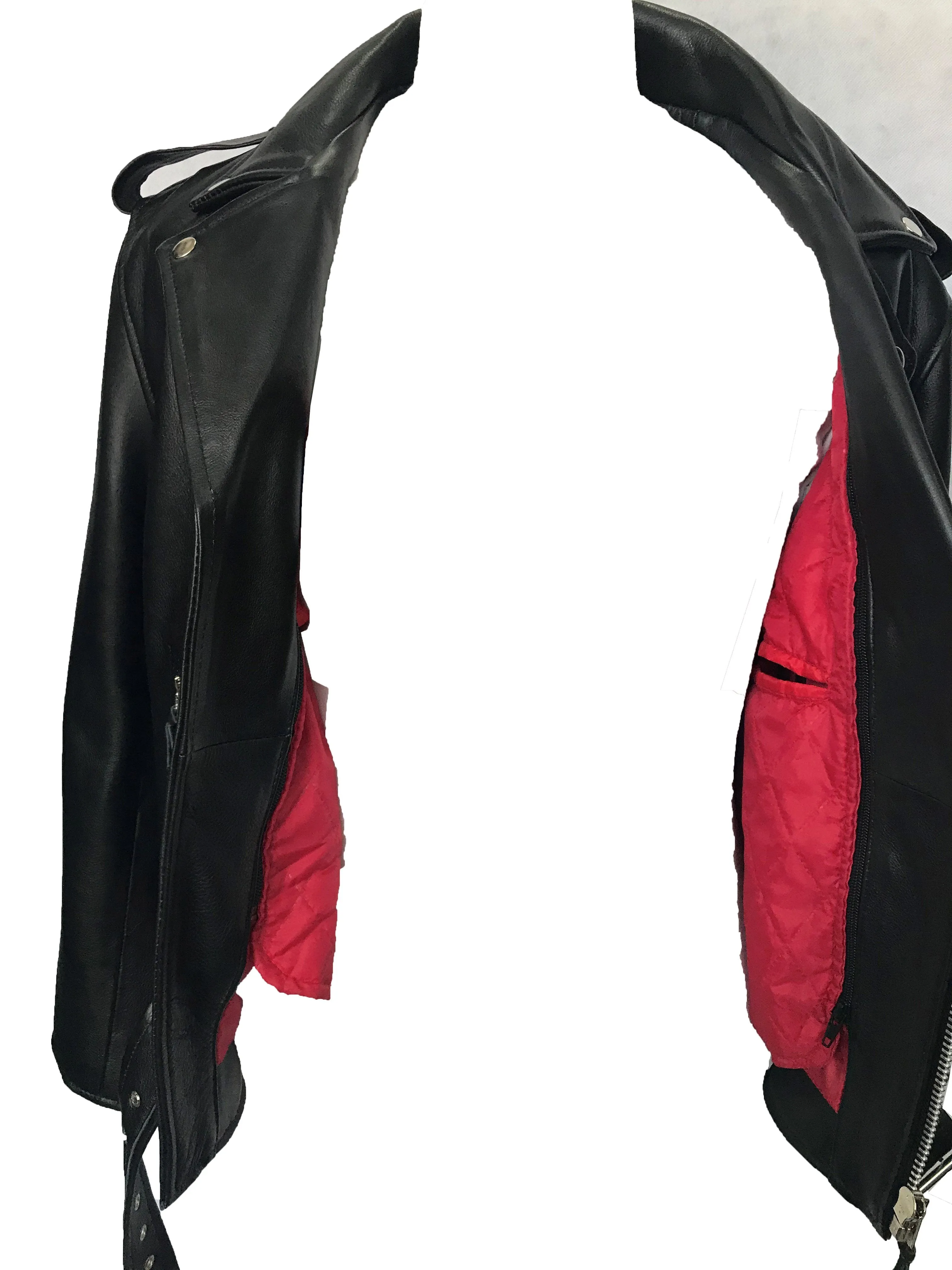 Side Lace Brando Biker Waxy Cowhide Leather Jacket Eagle Embossed At Back Bronx 118-E
