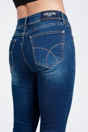 Simple Stitches Basic Med Blue Recycle & Lycra Fabric Mid Rise Skinny Jeans
