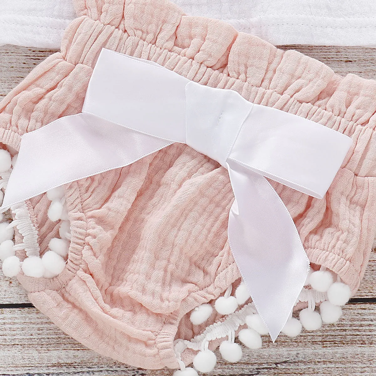 Sleeveless One-shoulder Bowknot Cotton Romper with Headband