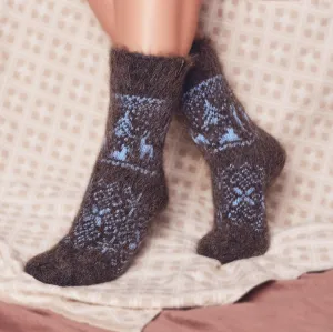 Unisex Alpine Night Non-Binding Goat Wool Crew Socks