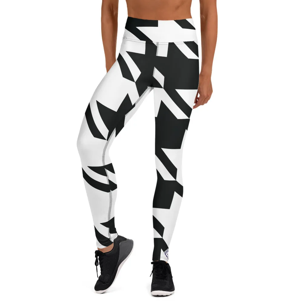 Womens High Waist Houndstooth Yoga Pants Leggings 001