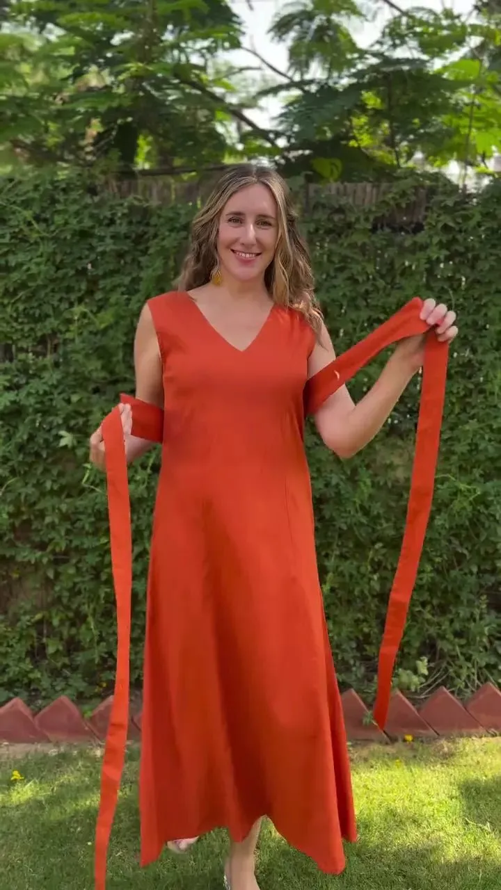 Yellow Cotton V-Neck Sleeveless Maxi Dress